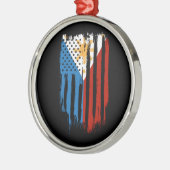 ハーフアメリカン半フィリピン国旗 メタルオーナメント (左)