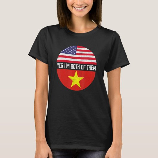 ハーフアメリカン半ベトナム米国国旗Family Heri Tシャツ (正面)