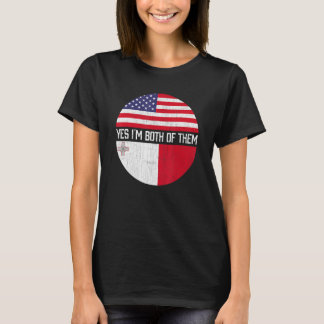 ハーフアメリカン半マルチーズアメリカ国旗 Tシャツ