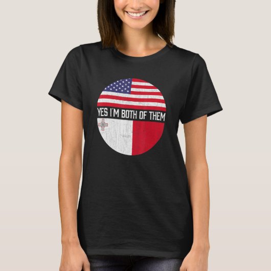 ハーフアメリカン半マルチーズアメリカ国旗 Tシャツ (正面)