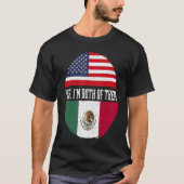 ハーフアメリカン半メキシコUSA国旗メキシコ遺産 Tシャツ (正面)