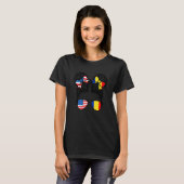 ハーフアメリカン半ルーマニア女子USAルーマニア国旗 Tシャツ (正面フル)