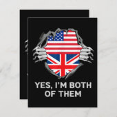 ハーフアメリカン半英国USAイギリス国旗Mens W エンクロージャーカード (正面/裏面)