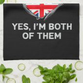 ハーフアメリカン半英国USAイギリス国旗Mens W キッチンタオル (折り畳み)