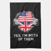 ハーフアメリカン半英国USAイギリス国旗Mens W キッチンタオル (縦)