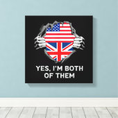 ハーフアメリカン半英国USAイギリス国旗Mens W キャンバスプリント (インサイチュ (ウッドフロア))