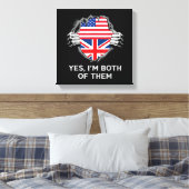 ハーフアメリカン半英国USAイギリス国旗Mens W キャンバスプリント (インサイチュ (寝室))