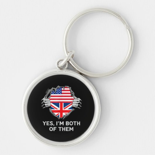 ハーフアメリカン半英国USAイギリス国旗Mens W キーホルダー (正面)
