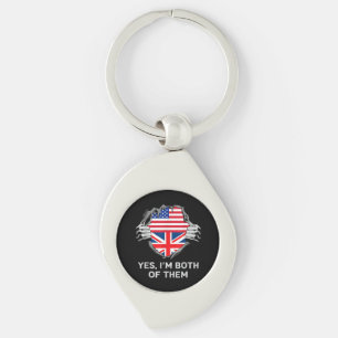 ハーフアメリカン半英国USAイギリス国旗Mens W キーホルダー