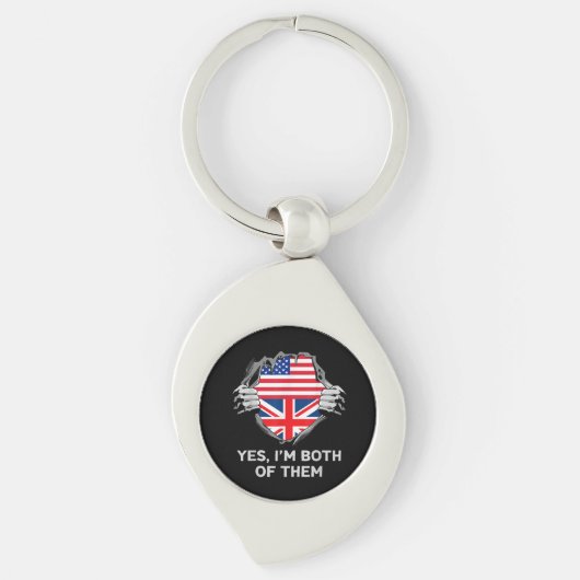 ハーフアメリカン半英国USAイギリス国旗Mens W キーホルダー (正面)