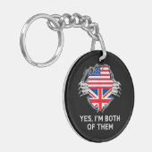 ハーフアメリカン半英国USAイギリス国旗Mens W キーホルダー (正面左)