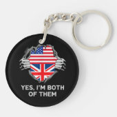 ハーフアメリカン半英国USAイギリス国旗Mens W キーホルダー (裏面)