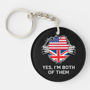 ハーフアメリカン半英国USAイギリス国旗Mens W キーホルダー