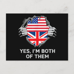 ハーフアメリカン半英国USAイギリス国旗Mens W シーズンポストカード