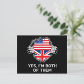 ハーフアメリカン半英国USAイギリス国旗Mens W シーズンポストカード (スタンド正面)