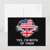ハーフアメリカン半英国USAイギリス国旗Mens W シーズンポストカード (正面/裏面)