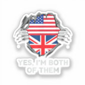 ハーフアメリカン半英国USAイギリス国旗Mens W シール (正面)
