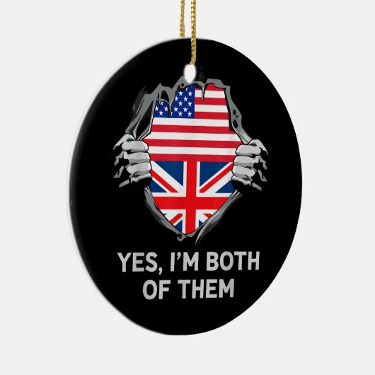 ハーフアメリカン半英国USAイギリス国旗Mens W セラミックオーナメント (右)