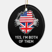 ハーフアメリカン半英国USAイギリス国旗Mens W セラミックオーナメント (左)