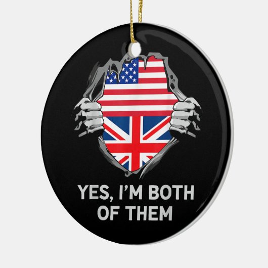 ハーフアメリカン半英国USAイギリス国旗Mens W セラミックオーナメント (左)