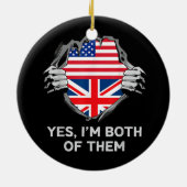 ハーフアメリカン半英国USAイギリス国旗Mens W セラミックオーナメント (裏面)