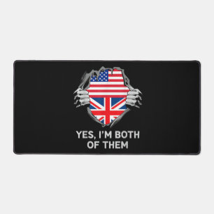 ハーフアメリカン半英国USAイギリス国旗Mens W デスクマット