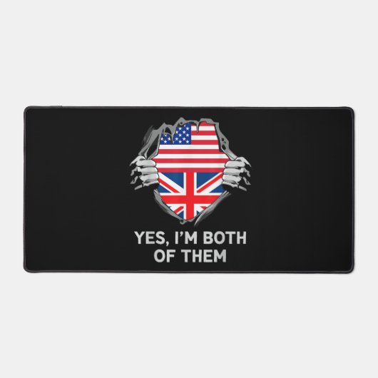 ハーフアメリカン半英国USAイギリス国旗Mens W デスクマット (正面)