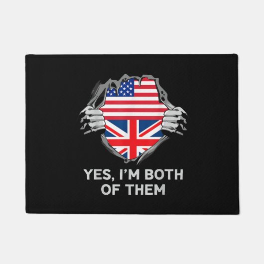 ハーフアメリカン半英国USAイギリス国旗Mens W ドアマット (正面)