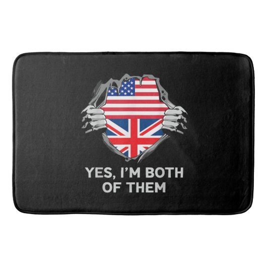 ハーフアメリカン半英国USAイギリス国旗Mens W バスマット (正面)