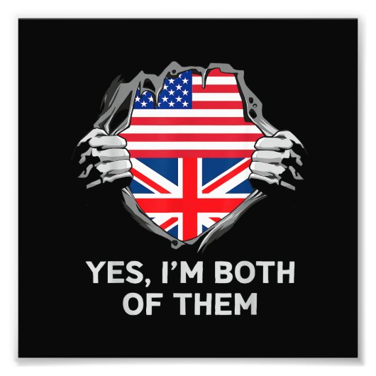 ハーフアメリカン半英国USAイギリス国旗Mens W フォトプリント (正面)