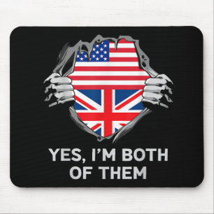 ハーフアメリカン半英国USAイギリス国旗Mens W マウスパッド