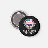 ハーフアメリカン半英国USAイギリス国旗Mens W マグネット (正面/裏面)