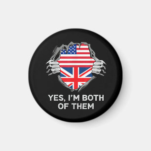 ハーフアメリカン半英国USAイギリス国旗Mens W マグネット