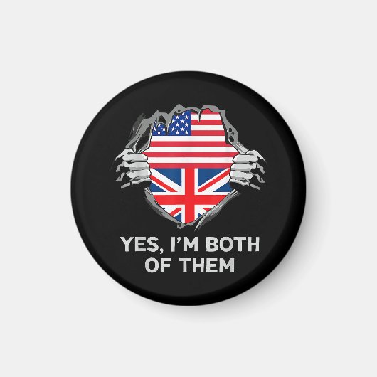ハーフアメリカン半英国USAイギリス国旗Mens W マグネット (正面)