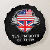 ハーフアメリカン半英国USAイギリス国旗Mens W ラウンドクッション (裏面)
