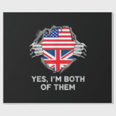 ハーフアメリカン半英国USAイギリス国旗Mens W ラッピングペーパー (フラット)