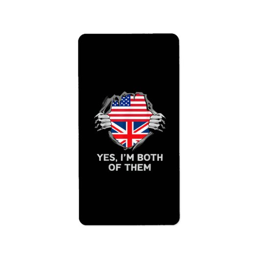 ハーフアメリカン半英国USAイギリス国旗Mens W ラベル (正面)