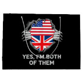 ハーフアメリカン半英国USAイギリス国旗Mens W ラージペーパーバッグ (裏面)