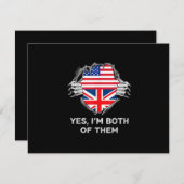 ハーフアメリカン半英国USAイギリス国旗Mens W 出欠カード (正面/裏面)