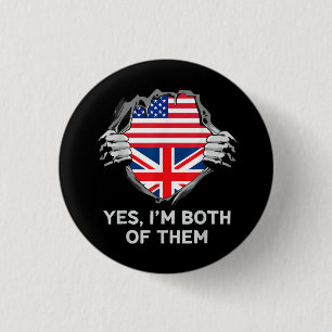 ハーフアメリカン半英国USAイギリス国旗Mens W 缶バッジ