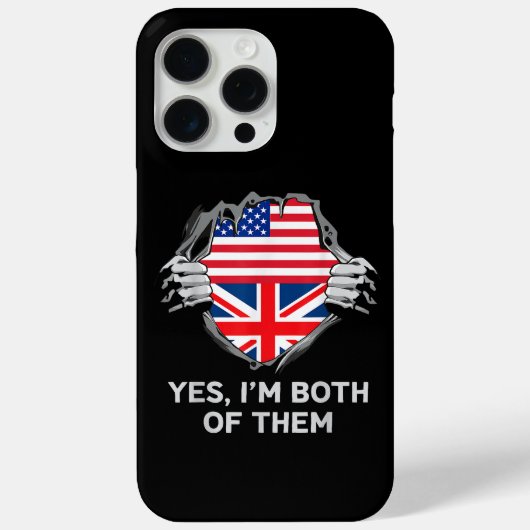 ハーフアメリカン半英国USAイギリス国旗Mens W Case-Mate iPhoneケース (裏面)