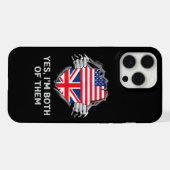 ハーフアメリカン半英国USAイギリス国旗Mens W iPhoneケース (裏面横)