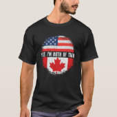 ハーフアメリカン・ハーフ・カナダ米国国旗カナダ Tシャツ (正面)