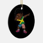 ハーフアメリカン・ハーフ・ジャマイカボーイ・キッド・ジャマイカ国旗P セラミックオーナメント (右)