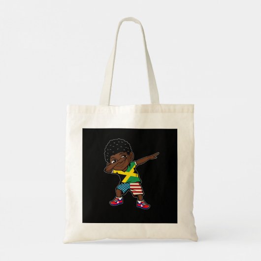 ハーフアメリカン・ハーフ・ジャマイカボーイ・キッド・ジャマイカ国旗P トートバッグ (裏面)