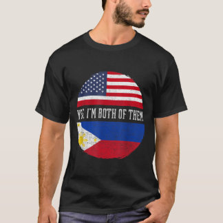 ハーフアメリカン・ハーフ・フィリピンUSA国旗フィリピンH Tシャツ