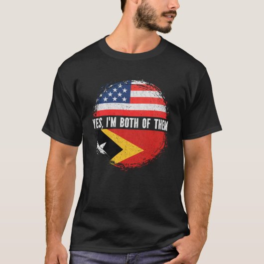 ハーフアメリカ中東東ティモール米国国旗 Tシャツ (正面)