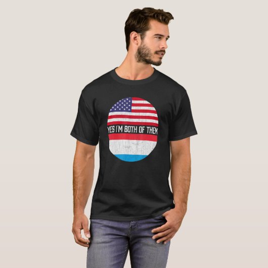 ハーフアメリカ半ルクセンブルグルート米国国旗の家族 Tシャツ (正面フル)