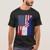 ハーフアメリカ国旗ハーフクロアチア国旗アメリカンクロアチア Tシャツ (正面)