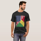 ハーフアメリカ国旗ハーフコンゴ国旗 Tシャツ (正面フル)